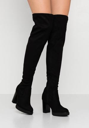 Women's Anna Field Over the knee Boots Black | LAMKWQE-81