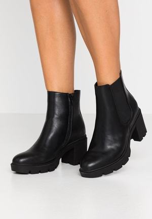 Women's Anna Field Platform Block heel platform Zip UP Ankle Boots Black | DNATBMS-52