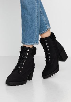 Women's Anna Field Platform Block heel platform Zip UP Ankle Boots Black | JFWEBMS-90