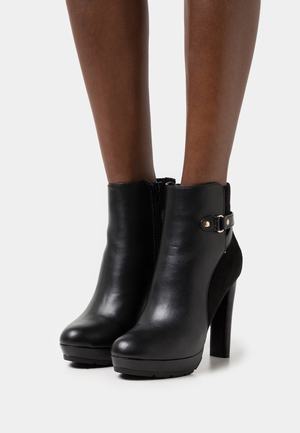 Women's Anna Field Platform Block heel platform Zip UP Ankle Boots Black | LZCAPWM-03