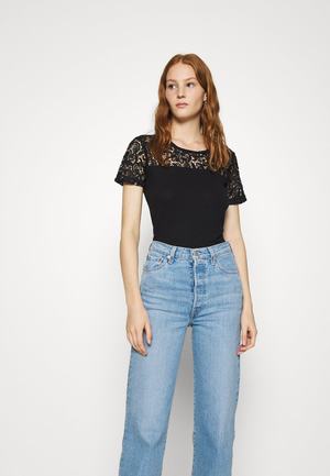 Women's Anna Field Print T Shirts Black | BFYSDOI-15