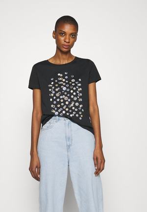 Women's Anna Field Print T Shirts Black | HRSYAKL-84