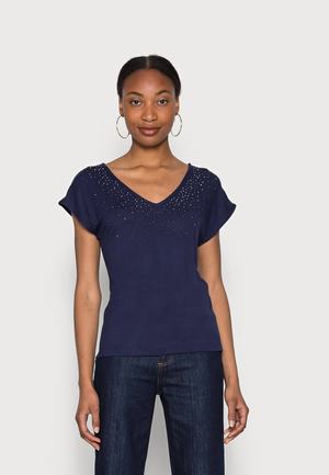 Women's Anna Field Print T Shirts Dark Blue | AJDHCSU-70