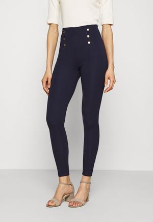 Women's Anna Field Punto With Button Detail Trousers Dark Blue | HSMKXQV-68