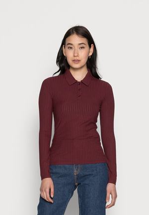 Women's Anna Field RIBBED Tops Dark Red | XQFABZR-96