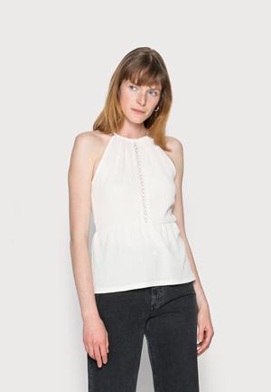 Women's Anna Field TRIM INSERT HALTERNECK Tops White | NBITDVW-15