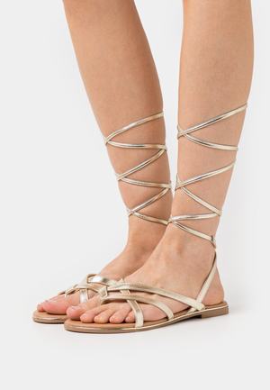 Women's Anna Field T-bar Sandals Gold | WNVYIHL-81