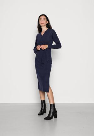 Women's Anna Field WRAP OVER MIDI Dress Dark Blue | CALXVSB-50