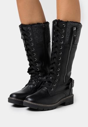 Women's Anna Field Winter Block heel Zip UP Winter Boots Black | TVWFBPI-29