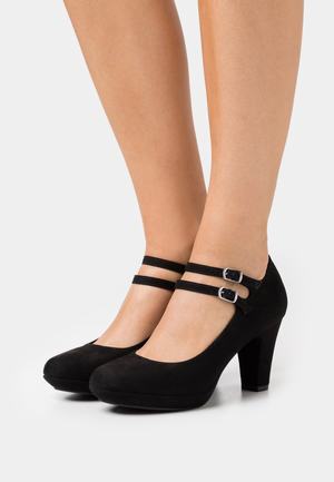 Women's Anna Field platform Buckle Heels Black | YOFLZAJ-29