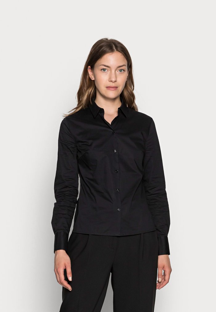 Women\'s Anna Field Button down Blouse Black | HXTDCQM-28