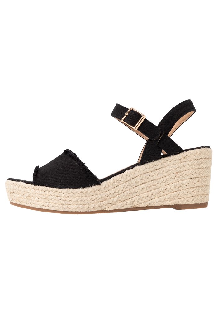 Women's Anna Field Espadrille Wedge platform Buckle Sandals Black | QSHRNZB-34