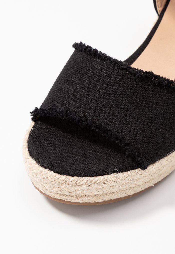 Women's Anna Field Espadrille Wedge platform Buckle Sandals Black | QSHRNZB-34