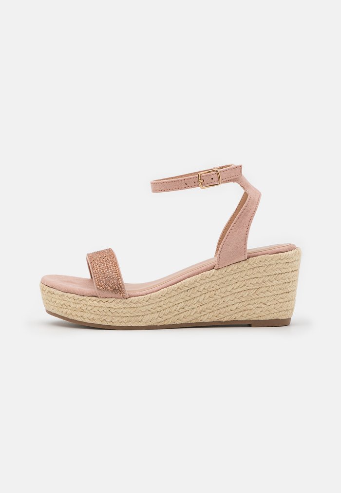 Women's Anna Field Espadrille Wedge platform Buckle Sandals Light Pink | TZKDCVW-72