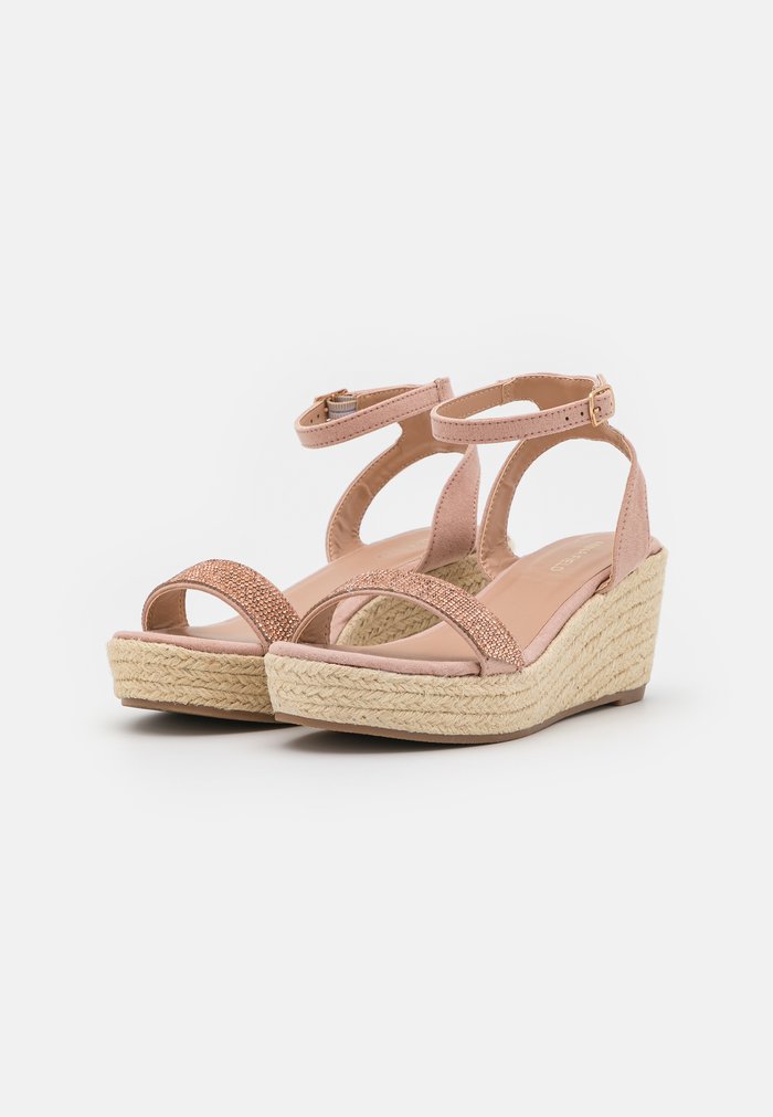 Women's Anna Field Espadrille Wedge platform Buckle Sandals Light Pink | TZKDCVW-72