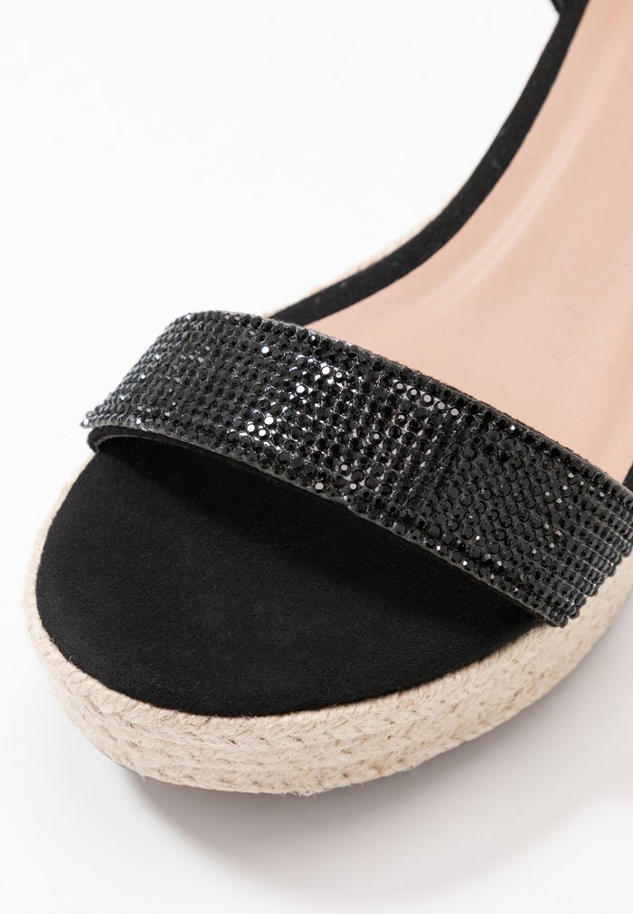 Women's Anna Field Espadrille Wedge platform Buckle Sandals Black | YUOWJZN-45