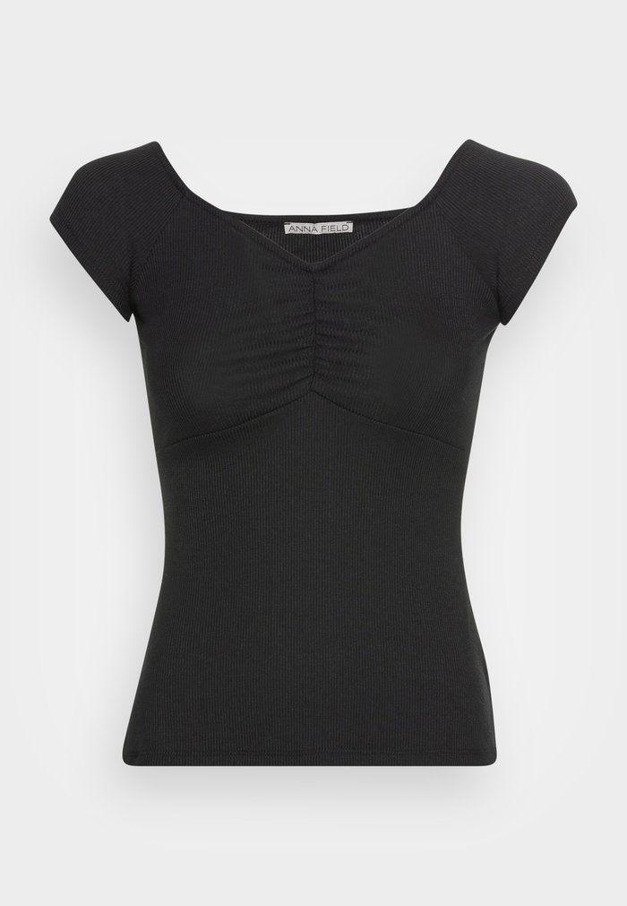 Women's Anna Field GATHERED BUST ROMANTIC Basic Tops Black | DJQYGWM-35