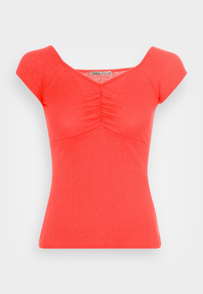 Women's Anna Field GATHERED BUST ROMANTIC Basic Tops Red | MBSRNYT-48