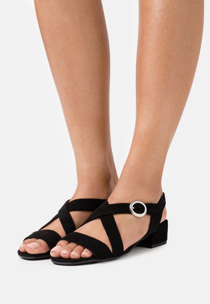 Women\'s Anna Field LEATHER Block heel Buckle Sandals Black | FKGBQPA-02
