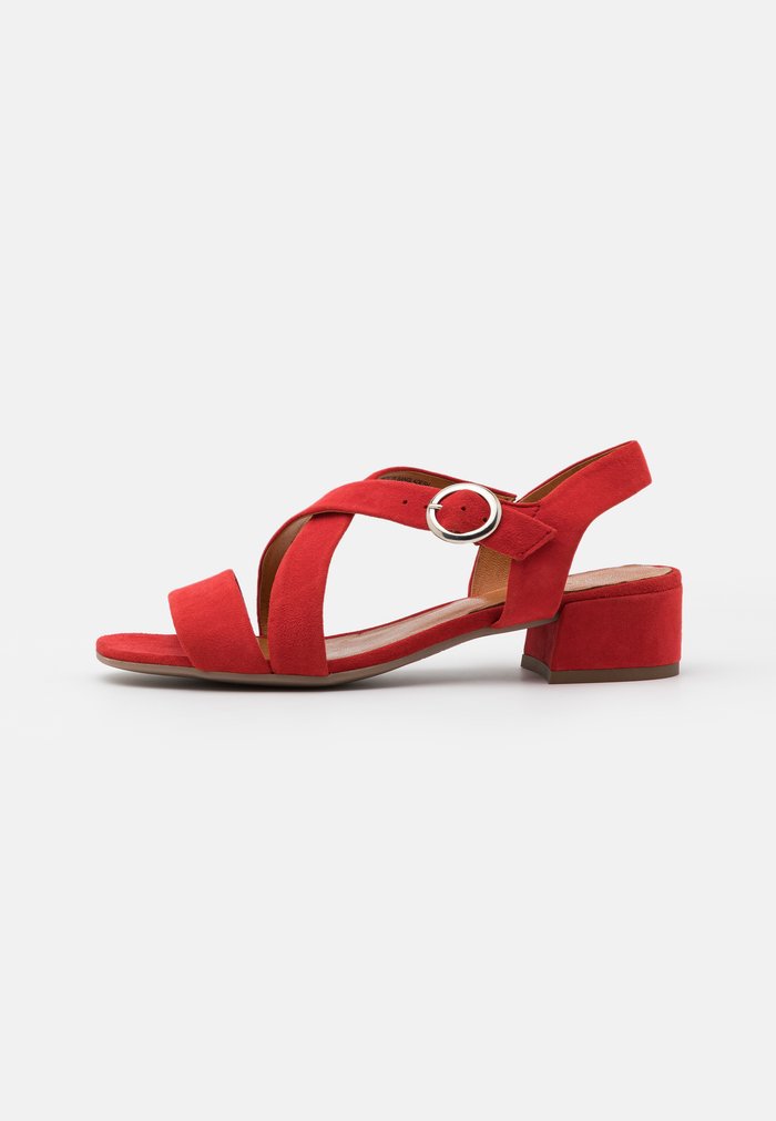 Women's Anna Field LEATHER Block heel Buckle Sandals Red | GAUFIZE-19
