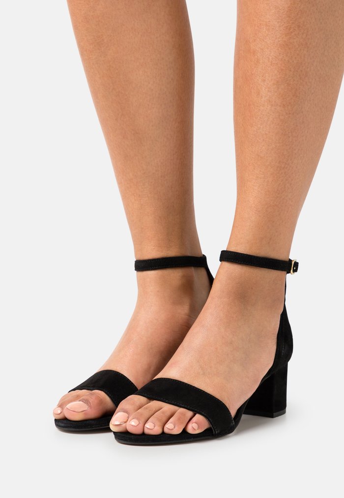 Women\'s Anna Field LEATHER Block heel Buckle Sandals Black | RHVFDXC-27