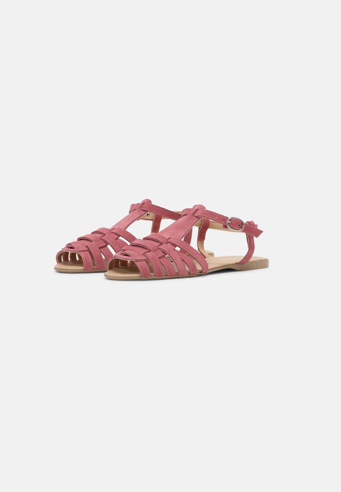 Women's Anna Field LEATHER Flat Buckle Sandals Red | ZOVHSRP-56