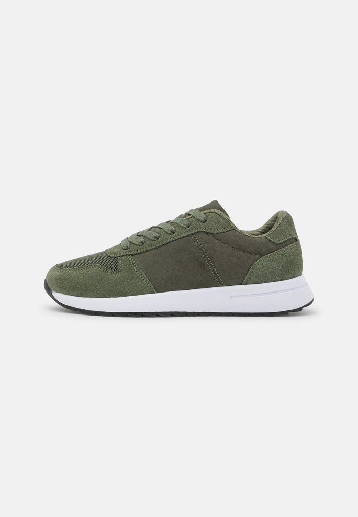 Women's Anna Field LEATHER Flat Sneakers Olive | CDVIBQM-59