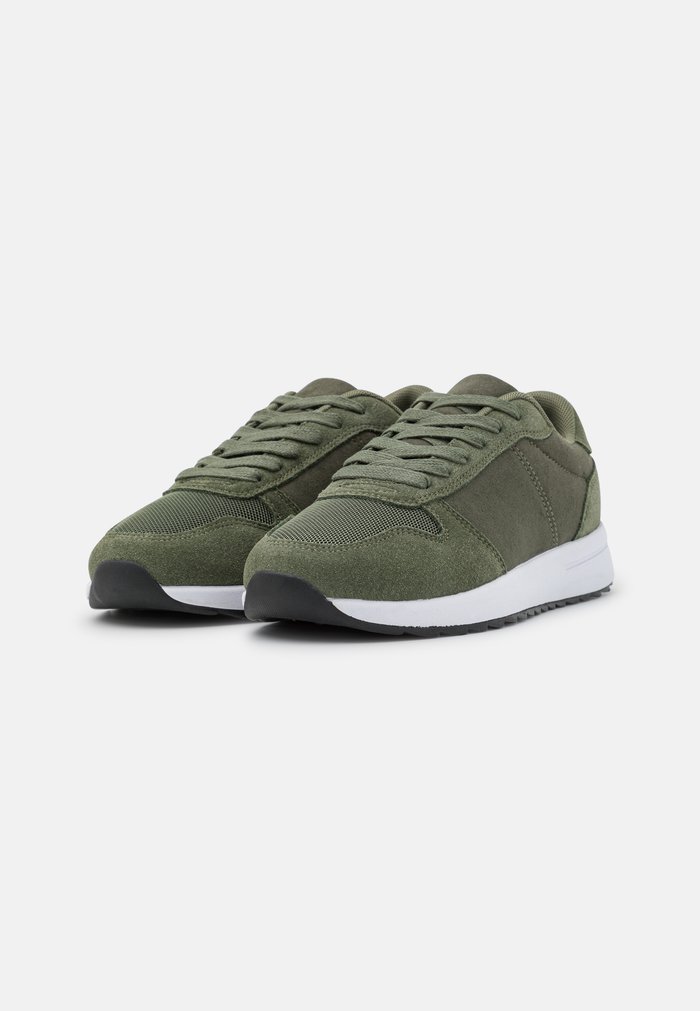 Women's Anna Field LEATHER Flat Sneakers Olive | CDVIBQM-59