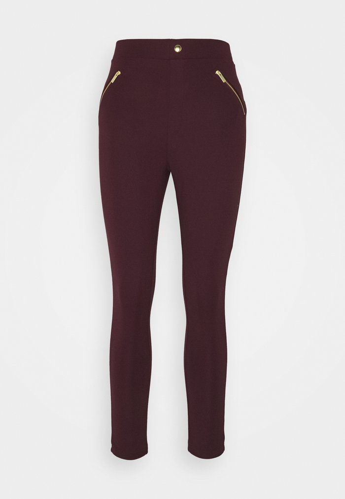 Women\'s Anna Field PUNTO WITH ZIP DETAIL Trousers Burgundy | VPCUDYH-67