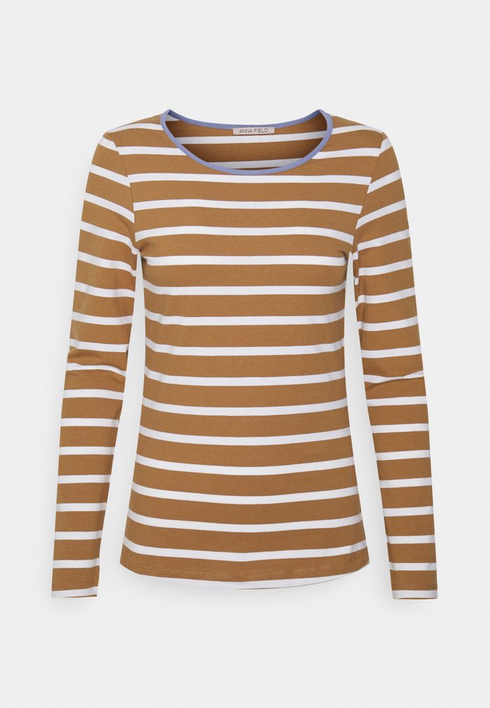 Women\'s Anna Field STRIPEY CONTRAST Tops Brown | WZYPUCA-42