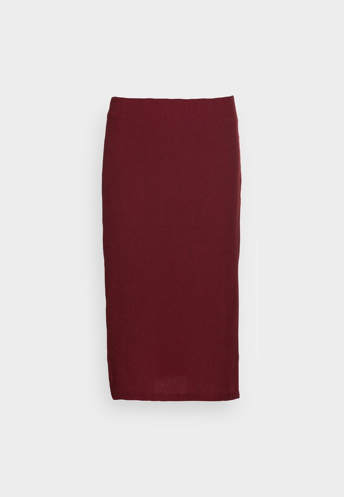 Women's Anna Field STRUCTURED FABRIC MIDI WAISTED PENCIL Mini Skirts Burgundy | HIMRABC-50