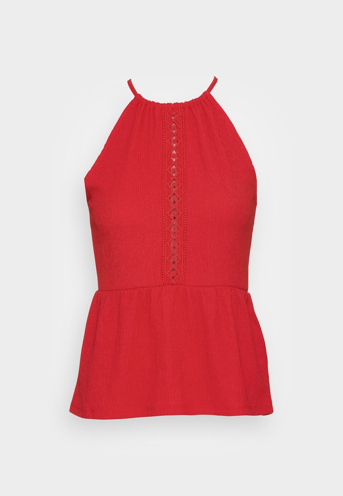 Women's Anna Field TRIM INSERT HALTERNECK Tops Red | WYOSGFP-60