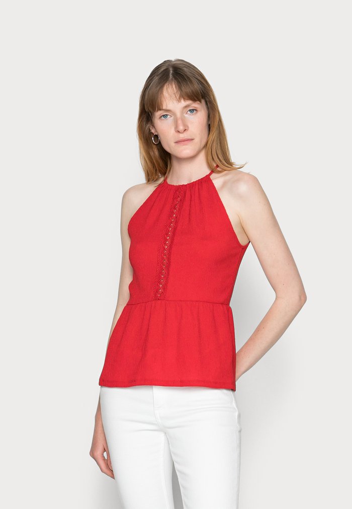 Women\'s Anna Field TRIM INSERT HALTERNECK Tops Red | WYOSGFP-60